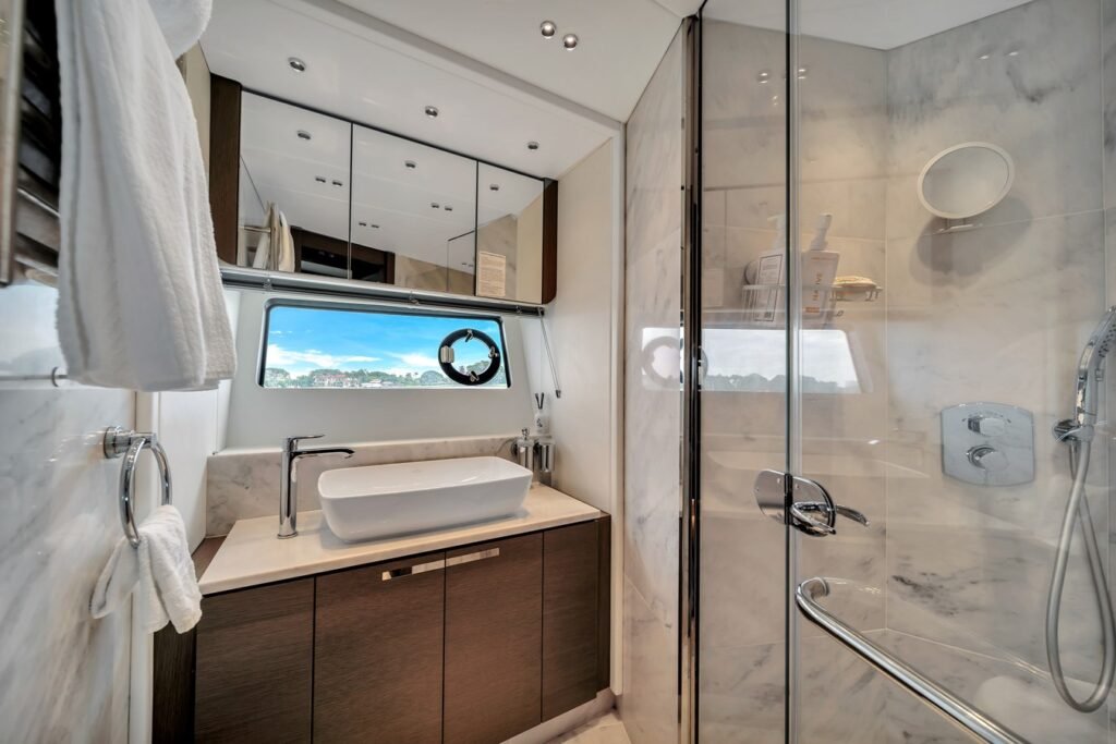 74ft Sunseeker Predator Wash area (bathroom) - Luxury Charter Miami for Rent