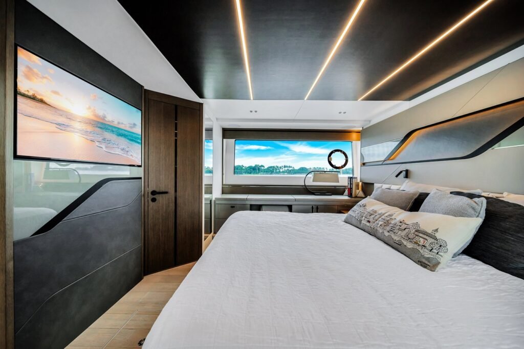 74ft Sunseeker Predator Bedroom - Luxury Charter Miami for Rent
